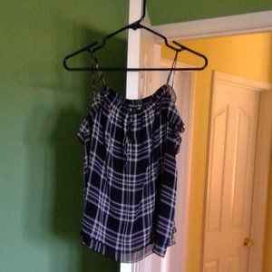 Plaid Tank Top with Ribbon Tied In Front